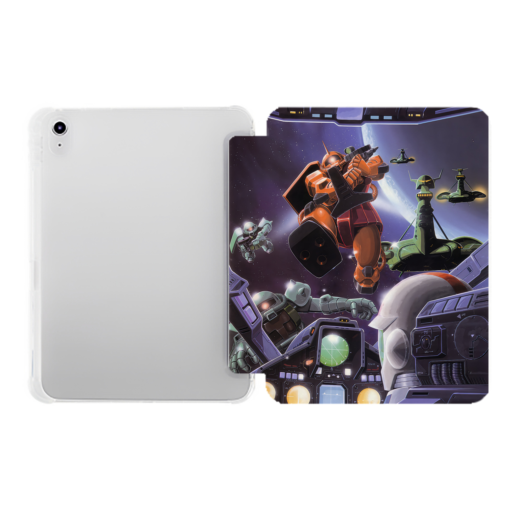 （画像用） 機動戦士ガンダム Mobile Suit Gundam IPad ケース ペン収納付き 三つ折りスタンド PUレザー×シリコン 対応機種9.5/10.5/10.9インチ